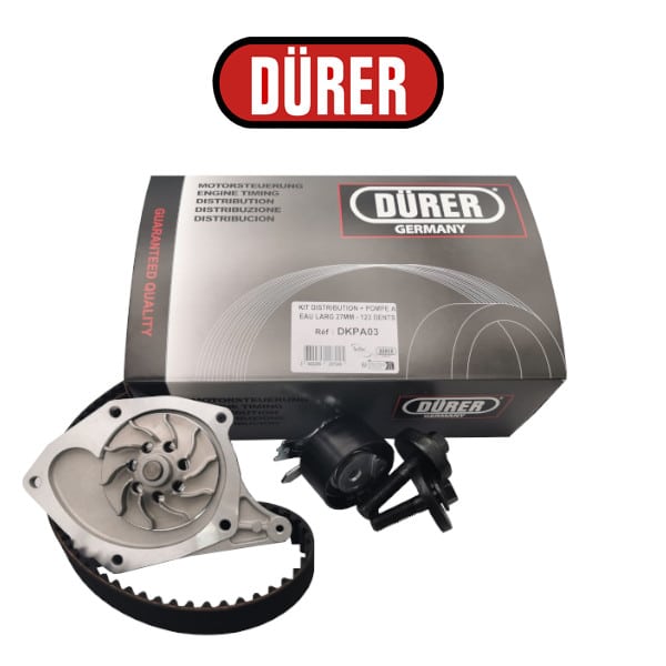 KIT DISTRIBUTION + POMPE A EAU LARG 27MM - 123 DENTS - réf. DKPA03