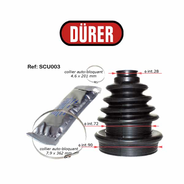 KIT SOUFFLET DE CARDAN ADAPTABLE UTILITAIRE DIAM 72/100MM BOITE DÜRER - réf. SCU003BD