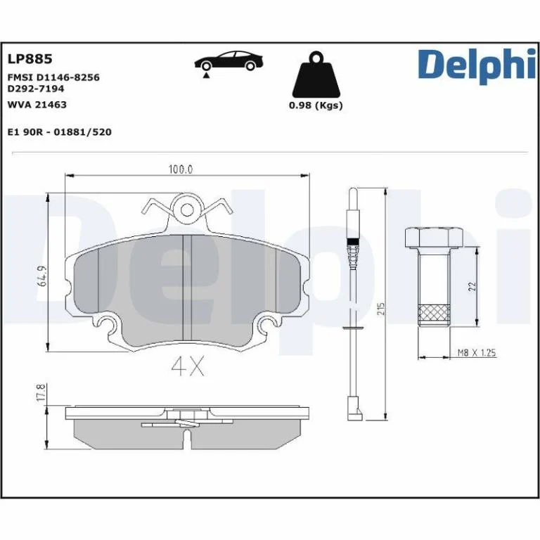 KIT DE PLAQUETTES DE FREIN DELPHI - vue 2