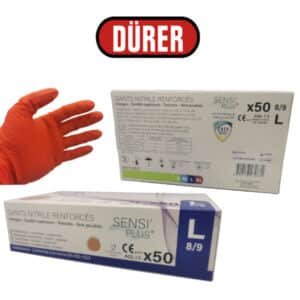 Gants jetables nitrile Grip Orange DÜRER Non poudrés